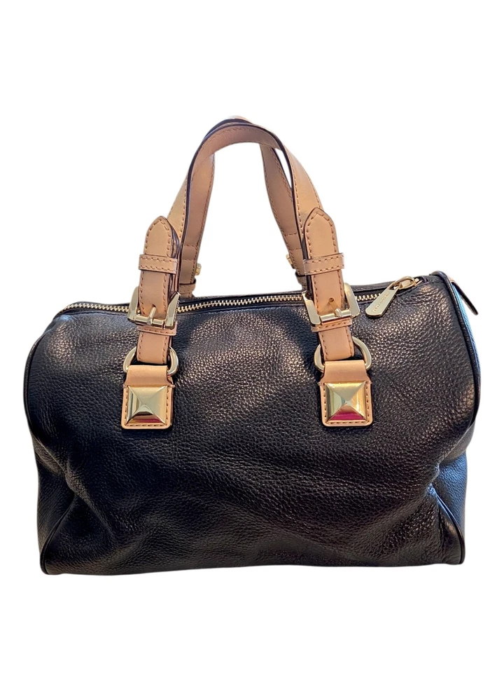 Bolso Cartera MICHAEL KORS Grayson Med Lujo Diseñador Negro Cuero Guijarro Suave Foto 4 de 4