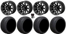 LSI Beast 14" Golf Wheels Matte Black 205x30 Cruze Tires E-Z-GO & Club Car
