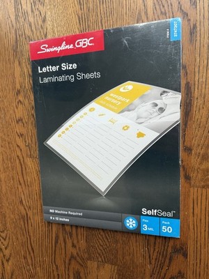 GBC Single-Sided Laminating Sheets 9'' X 12'' Self-Seal 3 Mil 3747307 50/Box NEW