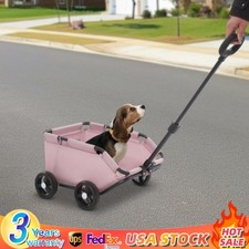 2-in-1 Dog Wagon Stroller for Small Dogs 7.5kg Push Pull Foldable Dog Cart