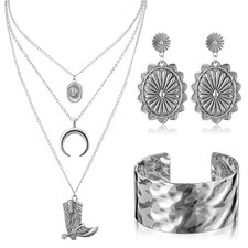 Misdary 3 Pcs Rustic Western Jewelry for Women Cowgirl Jewelry Set Style 4