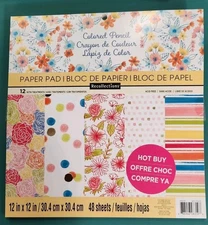 Recollections Colored Pencil (floral, spring) 12x12 cardstock pad, sealed