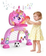 Toddler Basketball Hoop  Soccer Goal, Baby Toys for 1 2 3 Year Old Girls,