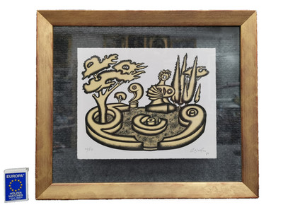 ARNOLD LEISSLER Südlicher Park Farblithographie 1981 handsigniert Lithographie