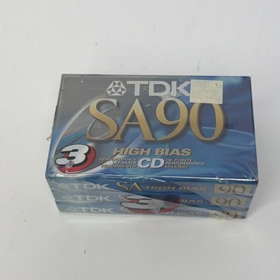TDK SA90 High Bias Cassette Tapes Pack Of 3 - Brand NEW Sealed