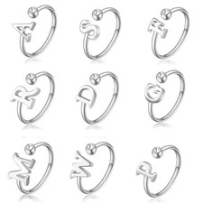 Anello donna con lettera iniziale A-Z in acciaio Sagapo regolabile