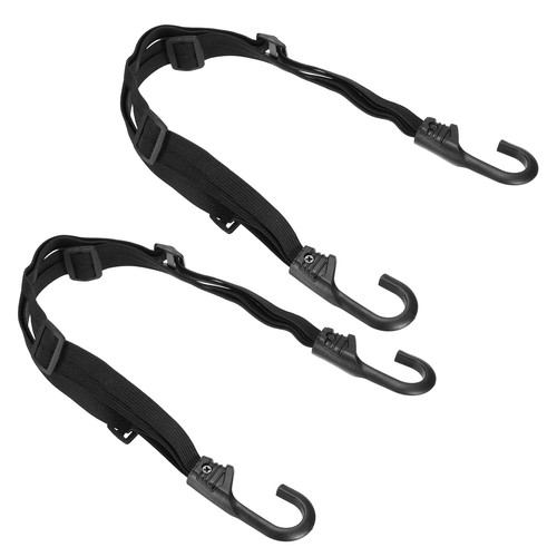 2 Pcs 23.6" Motorcycle Helmet Rope, Retractable Luggage Elastic Strap with Hooks - Picture 1 of 6
