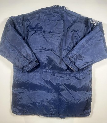 FUBU Jacket Mens XL Gray Navy Reversible Down Puffer Full Zip Logo