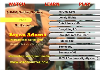 Custom Guitar Lessons - Learn Bryan Adams - DVD Video