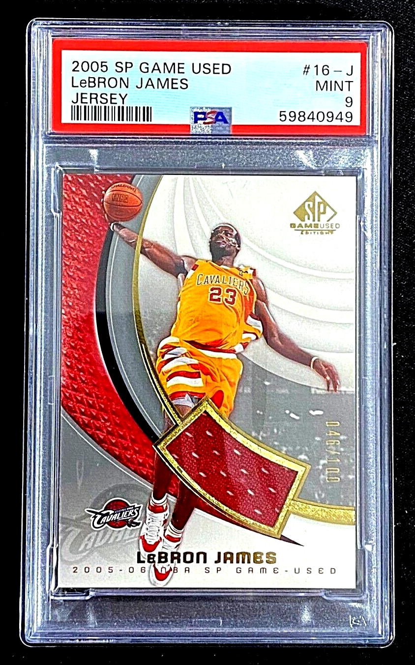 PSA 9 MINT 2005 LEBRON JAMES #16-J UD SP #D /100 GAME USED JERSEY G919