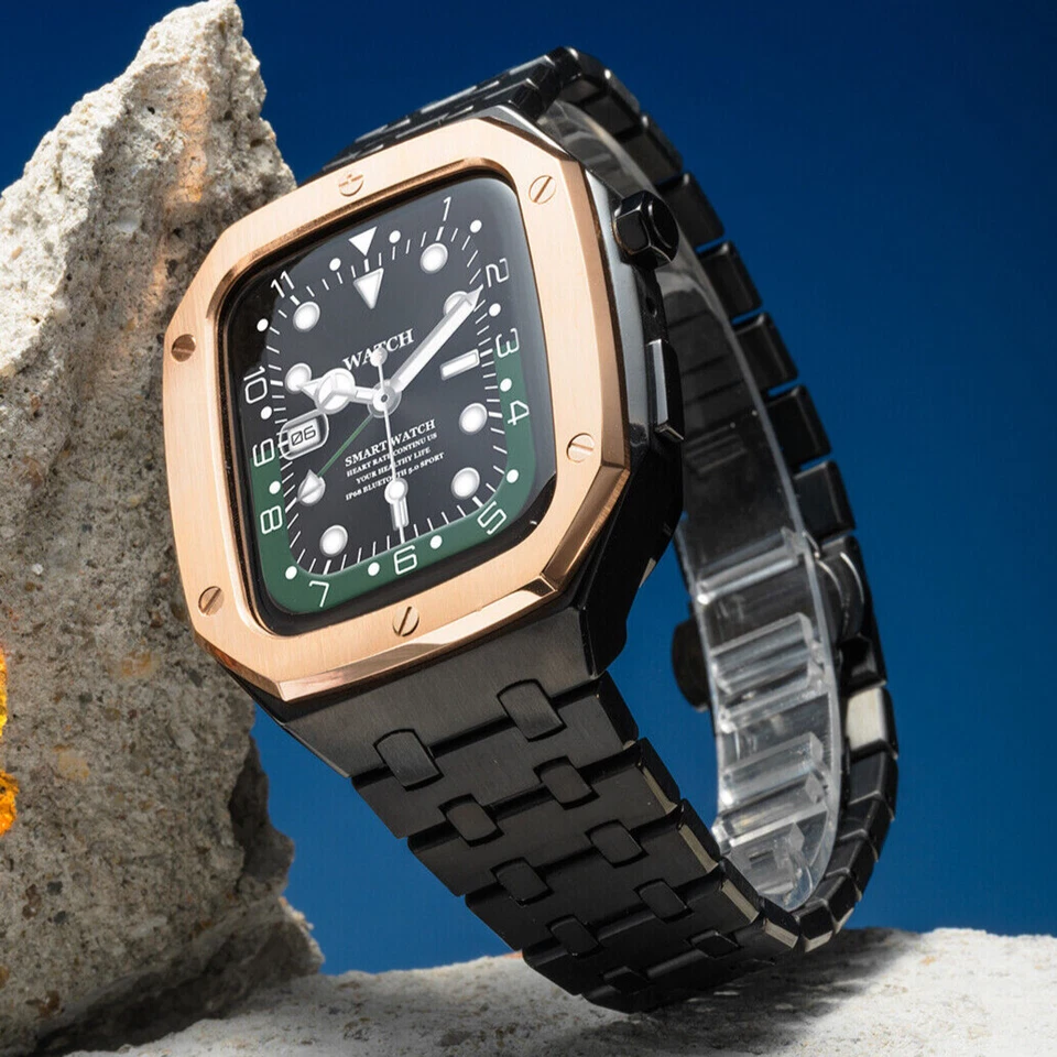 Metal Steel Case Band Refit Mod Kit for Apple Watch 9 8 7 45mm 6 5 4 SE 44mm - Image 2 of 4