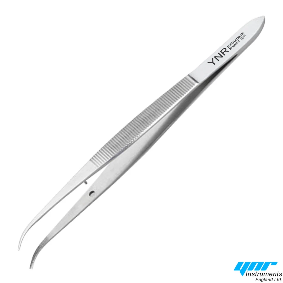 IRIS SERRATED TOOTHED CURVE SURGERY DISSECTING DRESSING FORCEPS TWEEZERS 10 cm - Image 3 of 4