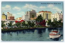 Downtown Miami From Miami River Gulf Service Gas Station Advertising Postcard