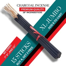 19 Inch Long Jumbo Premium Incense Sticks 15 Per Pack Hand Dipped 19'' Scented