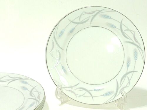 Valmont China Royal Wheat 6.5" Vintage 4 bread or dessert plates platinum trim - Picture 3 of 10
