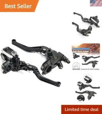 Universal Motorcycle Brake & Clutch Lever Set - Adjustable Aluminum - Black