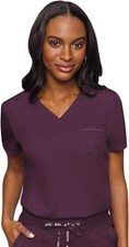 NWT 38 Med DARK WINE Couture Touch Women s Chest Pocket Tuck in Top