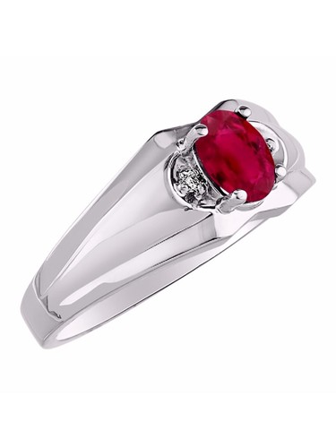 Rylos 14k White Gold Ring Ruby & Diamond 7X5MM Gemstone July Birthstone - Picture 3 of 3
