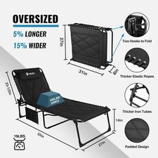 VILLEY Foldable Padded Chaise Lounge Camping Cot Patio Lounge Chair with Cushion