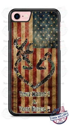 White-Tailed Deer Love US Flag Phone Case For iPhone 11Pro Samsung LG Google 4