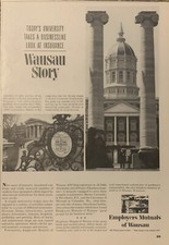 1964 Employers Mutuals Wausau PRINT AD Missouri & Brown University VTG 1960s