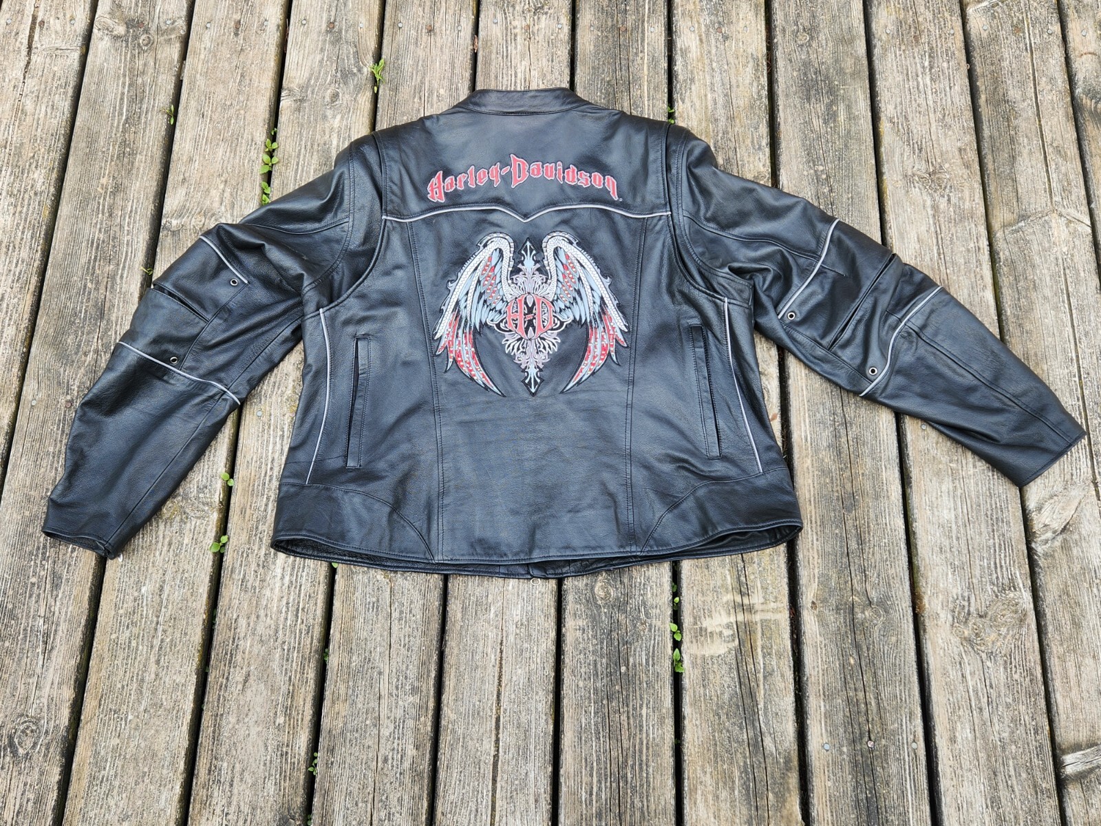Harley Davidson Leather Coat Riding Jacket Road Angel Wings w/Liner Women's 2W