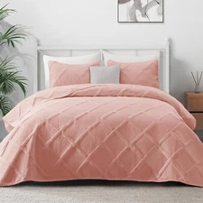 Exclusivo Mezcla Quilt Set King Size, 3 Pieces Blush Pink King Quilt Bedding Set