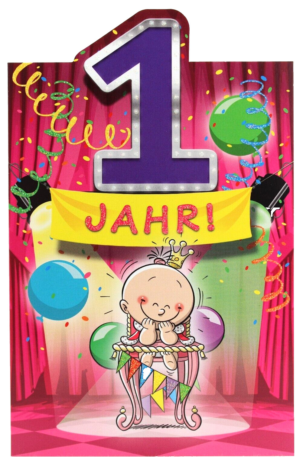 Geburtstagskarte 1 Jahr Mädchen Karte zum 1 Geburtstag lustiger Spruch Grußkarte