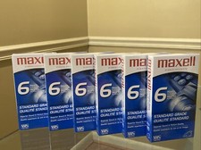 Lot of 6 New Maxell Standard Grade T-120 6 Hour Blank VHS Video Cassette Tapes