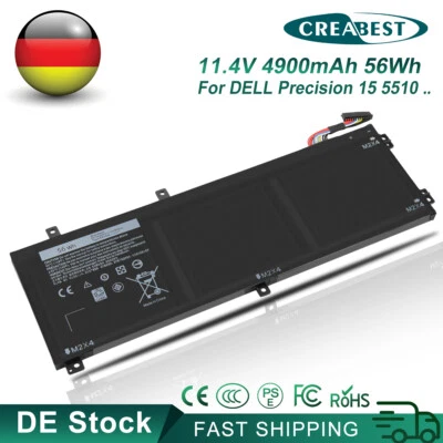 CREABEST Batteria 11,4 V 4,9 Ah 62 MJV M7R96 RRCGW per Dell Precision 15 5510 Dell XPS 15 9550