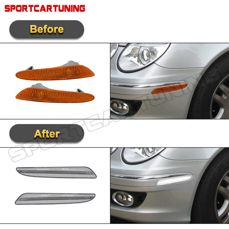 LED Bumper Side Marker Light For 07-09 Mercedes Benz W211 E320 E350 E550 E-Class — 第 3/4 张图片