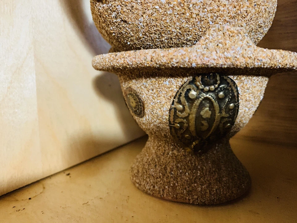 Tetera marroquí decorativa hecha a mano y su soporte de leña /rara y uni Foto 2 de 4