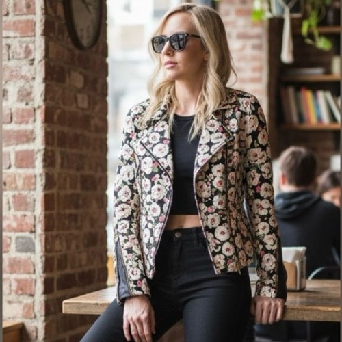 Vintage Y2K Juicy Couture “Covent Garden” Edgy Floral Leather Jacket