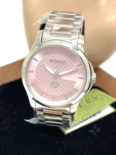 Gucci Women's Watch YA1265047 G-Timeless Swiss Quartz Pink Dial Steel 27mm