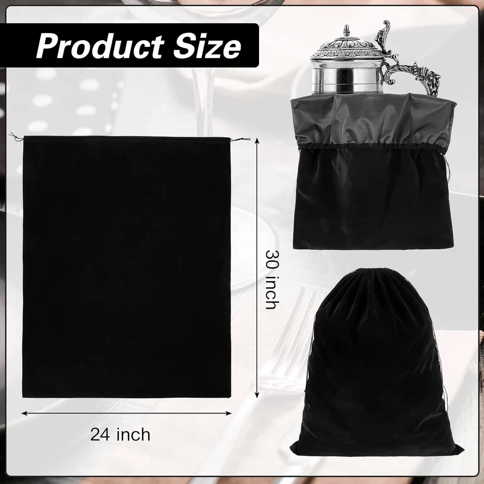 2 Pcs Large Anti-Tarnish Silver Storage Bags Jewelry Drawstring Pouch 30"x24" - Image 2 of 4
