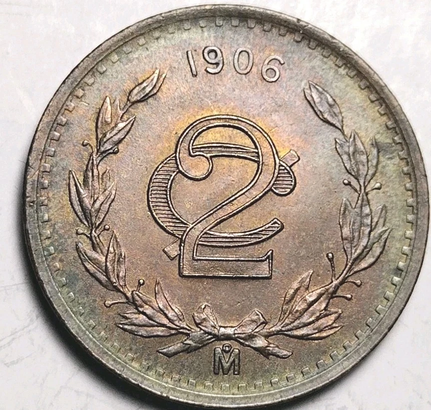 Mexico 1906 2 Centavos  RB UnCirculated Coin KM#419 C25-470 - Image 3 of 4