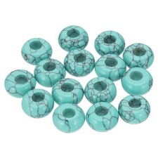15 Pcs Natural Large Hole Gemstone Beads for DIY Jewelry Craft, Turquoise