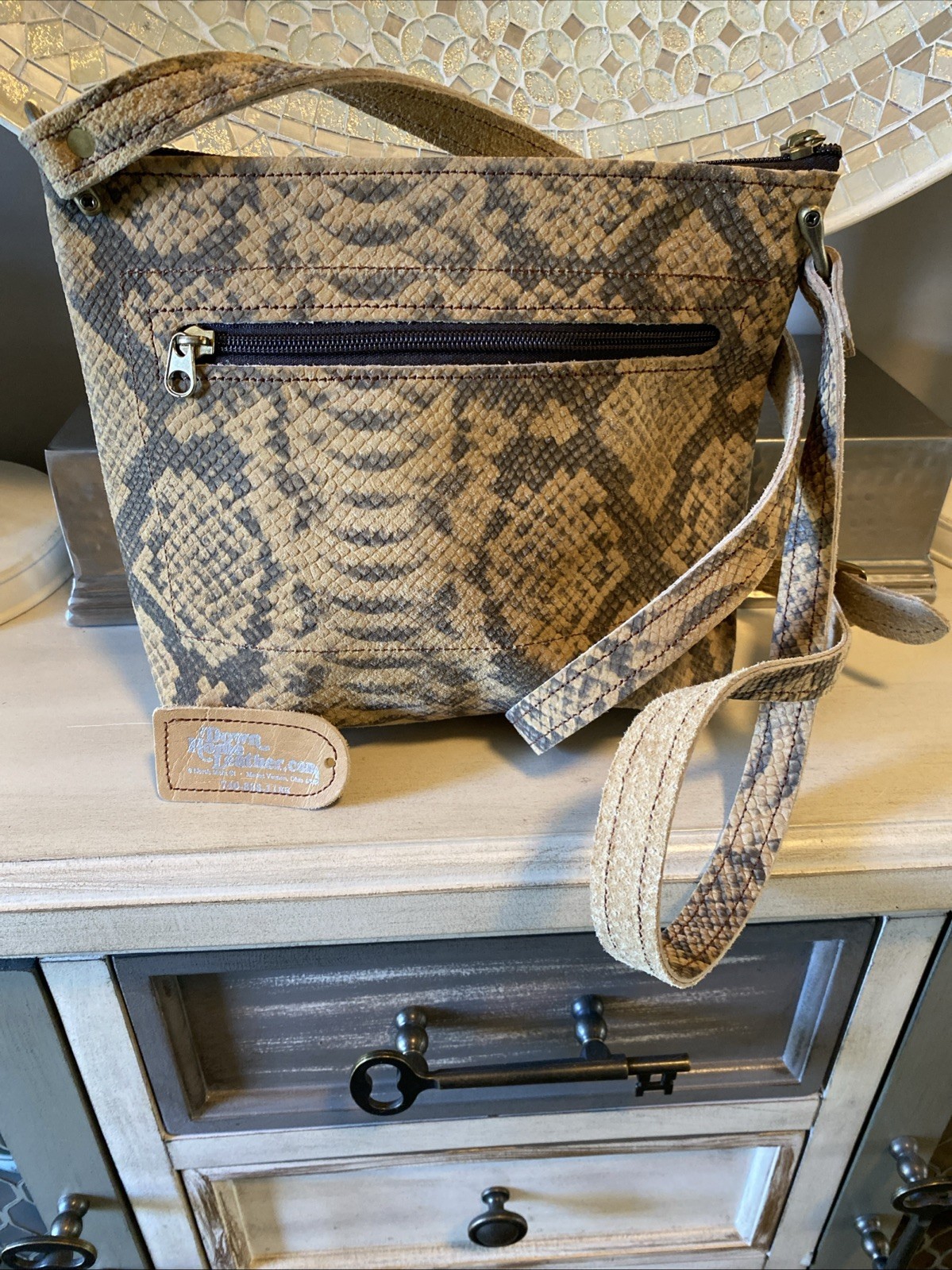 Down Home Leather Python Snakeskin Print Crossbod… - image 2