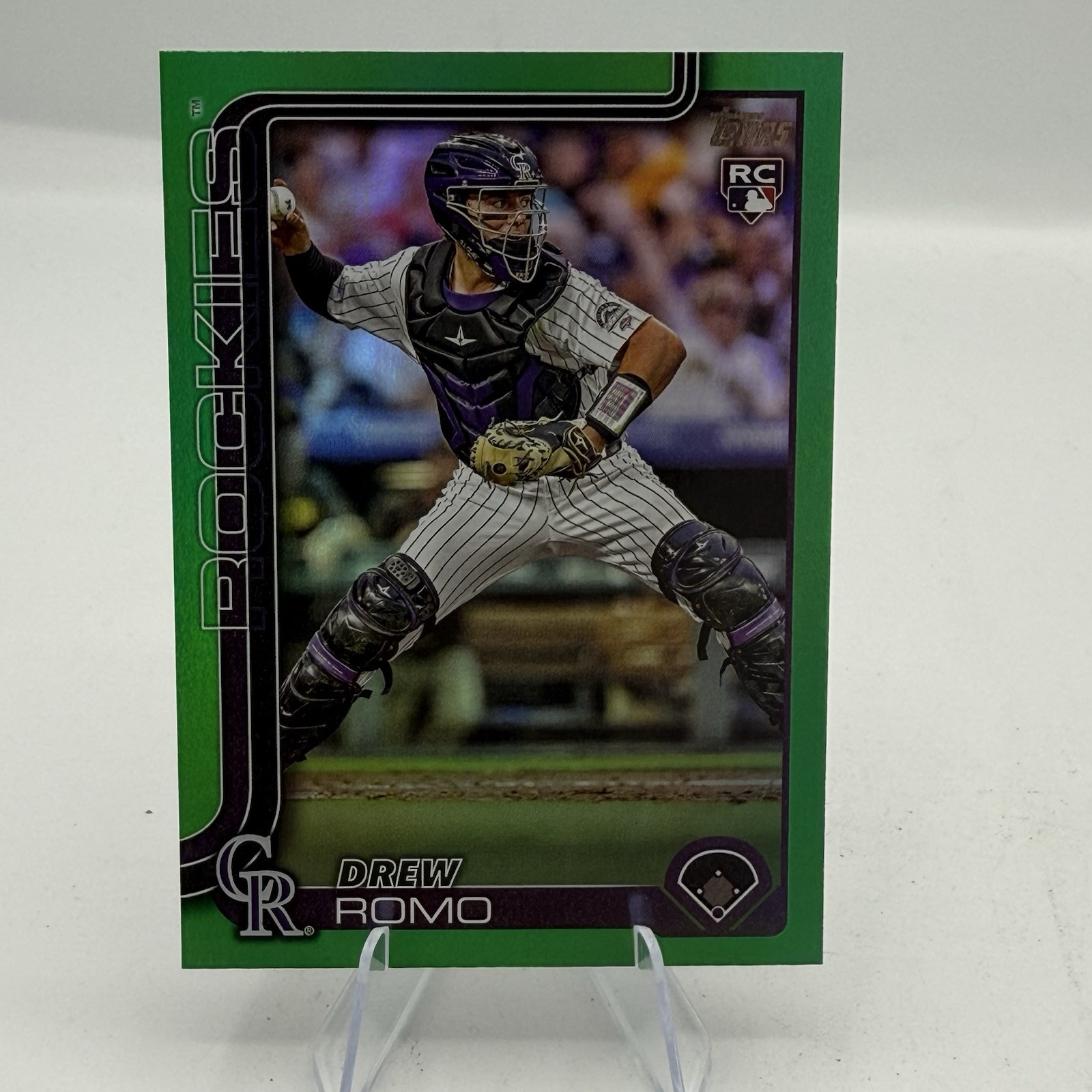 2025 Topps Series 1 Drew Romo #296 Green Foil RC  /99 Colorado Rockies Rookie