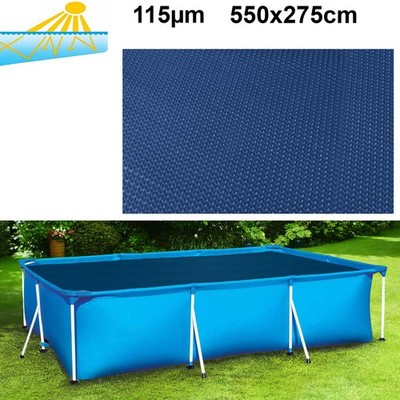 550x275cm Pool Solarplane Poolheizung Solarfolie Abdeckung 115µm Blau Schwarz