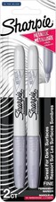 Sharpie Metallic Permanent Markers, Fine Point, Silver, 2 Count - For Black Pape