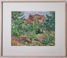 Gemälde Aquarell Landschaft Garten Haus Berlin Carlo König Signiert 1932