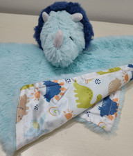 Parents Choice Blue Triceratops Dinosaur Lovey Security Blanket Satiny Back