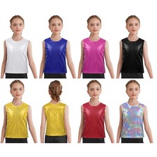 Kids Girls Shirt Musical Vest Workout Tank Top Street Round Neck Costume Jazz