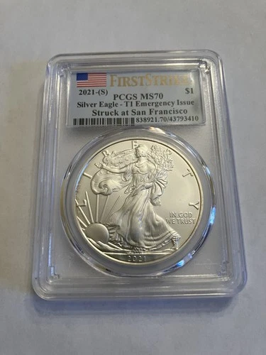 2021-(S) $1 Silver Eagle T1 Emergency Issue San Francisco PCGS MS70 First Day