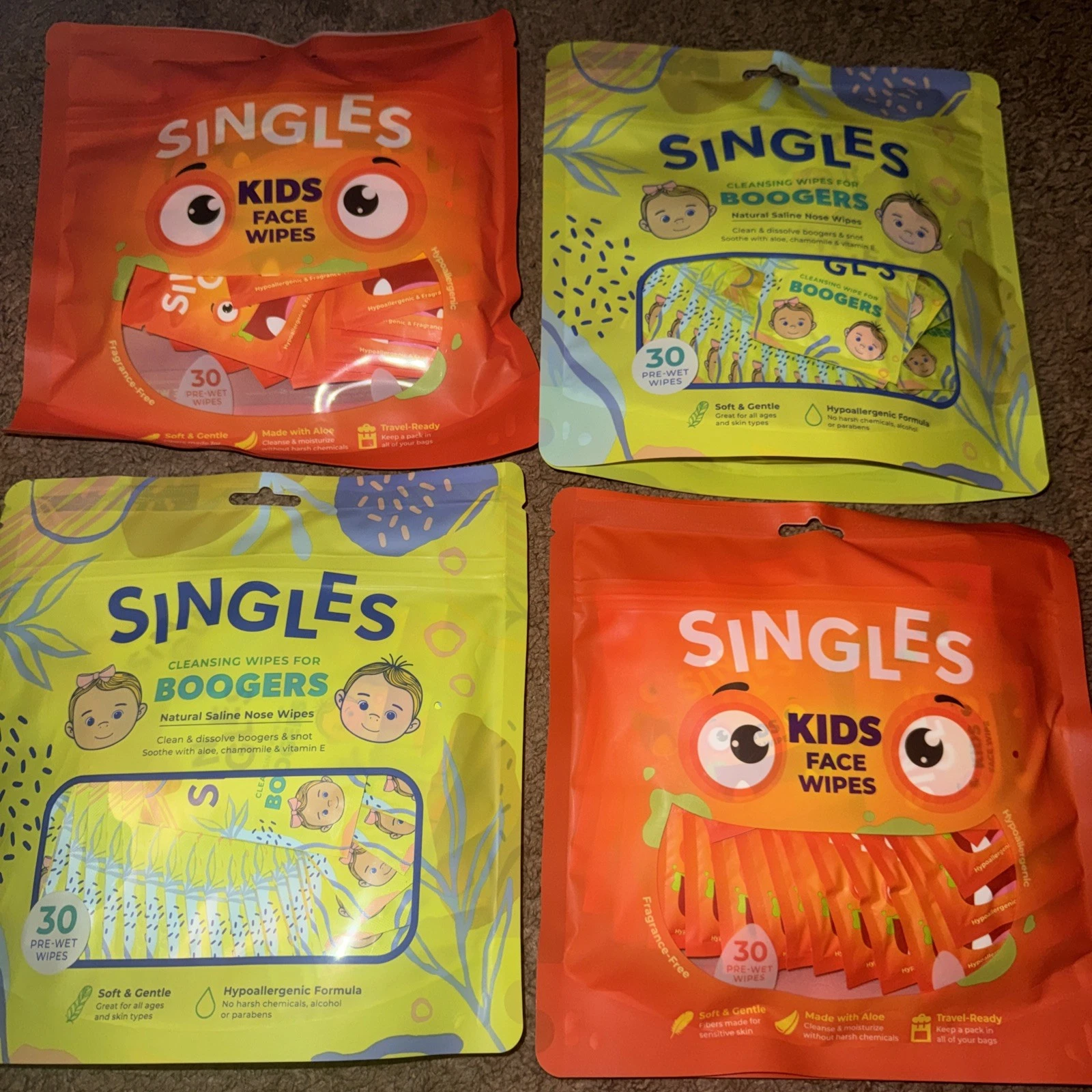 4 BAGS 30 Pack Each Babies/Kids Adults Face Wipes & Cleansing Wipes for BOOGERS
Opens in a new windo