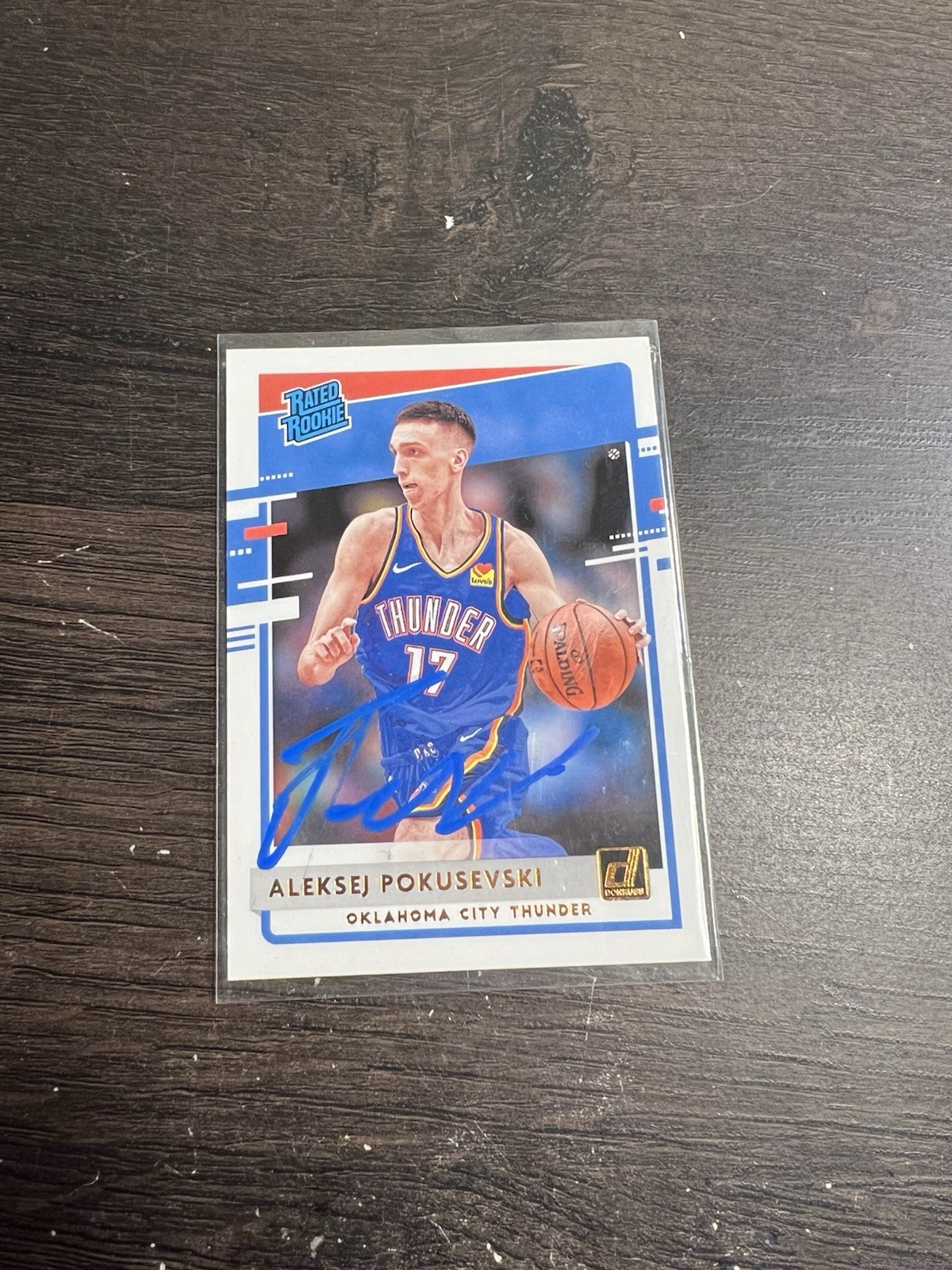 Aleksej Pokusevski Signed Auto 2020-21 Panini Donruss Card #209 Thunder Rookie