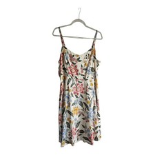 Old Navy Cami Dress Size XL Ivory Floral V-Neck Adjustable Straps Smocked Back
