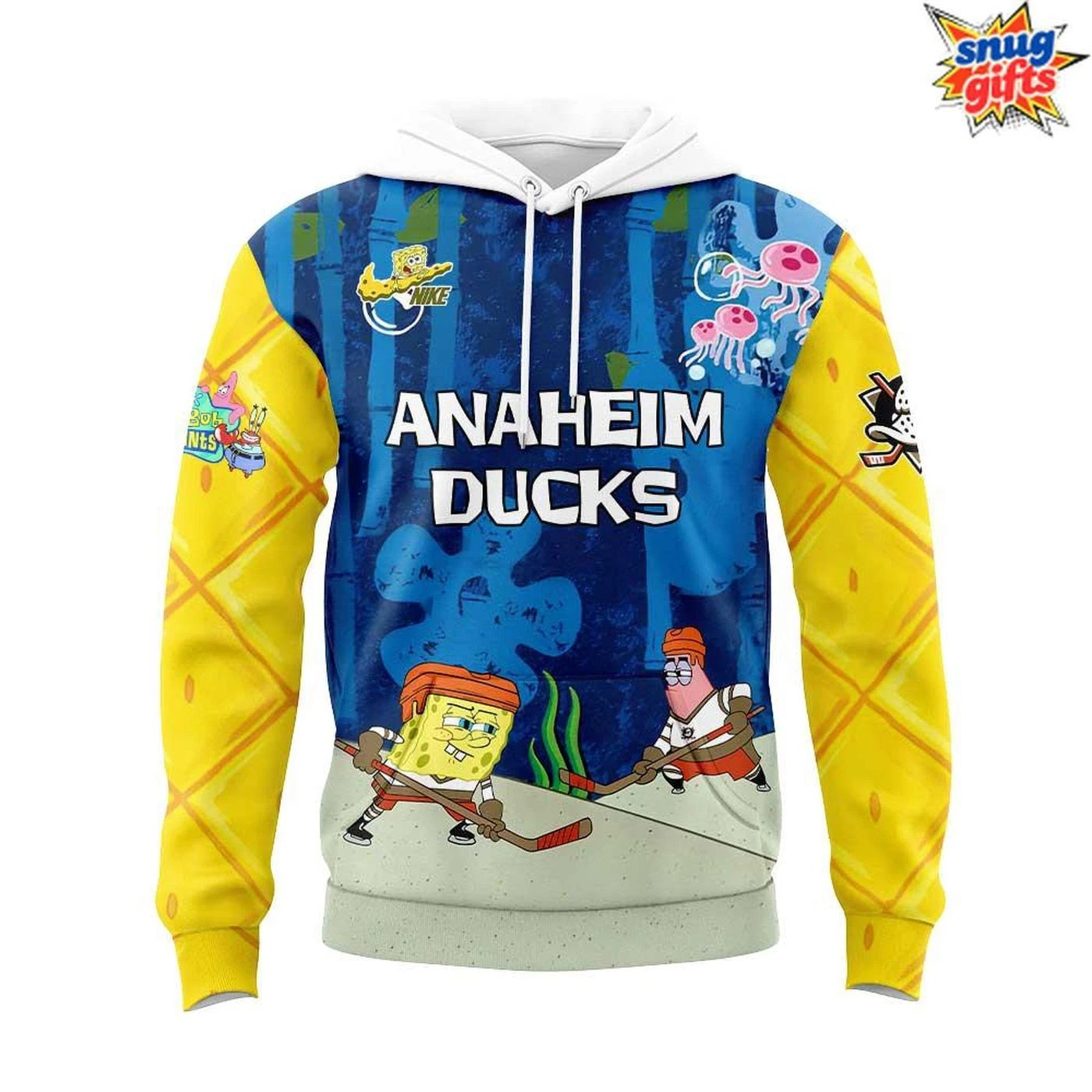 Personalized Anaheim Ducks x SpongeBob SquarePants Night Hoodie