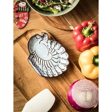 Ceramic Turkey Spoon Rest | Thanksgiving Kitchen Decor | 5.75" Utensil Holder